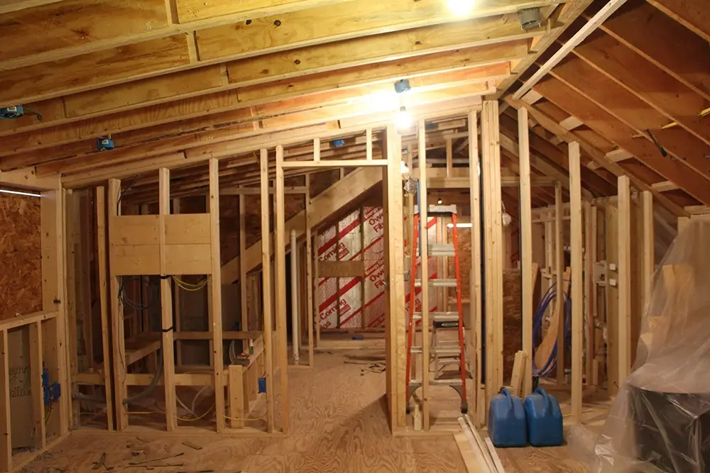 Framing, Dormer Addition, Burlington, Vermont. Done by Polli Construction, Inc.