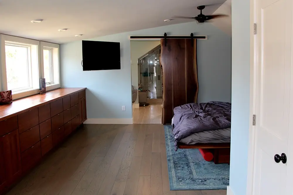 Dormer Addition and Custom Barn Door, Burlington, Vermont. Done by Polli Construction, Inc.