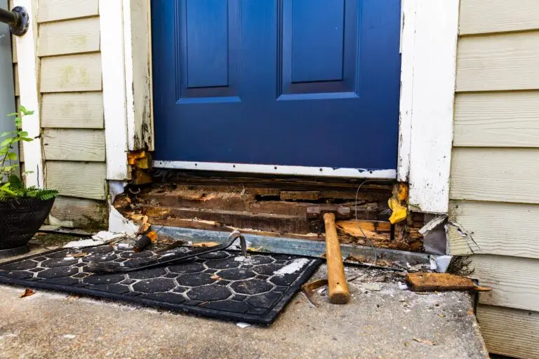 wood rot on a front door. Call Rot Doctors to repair or replace.