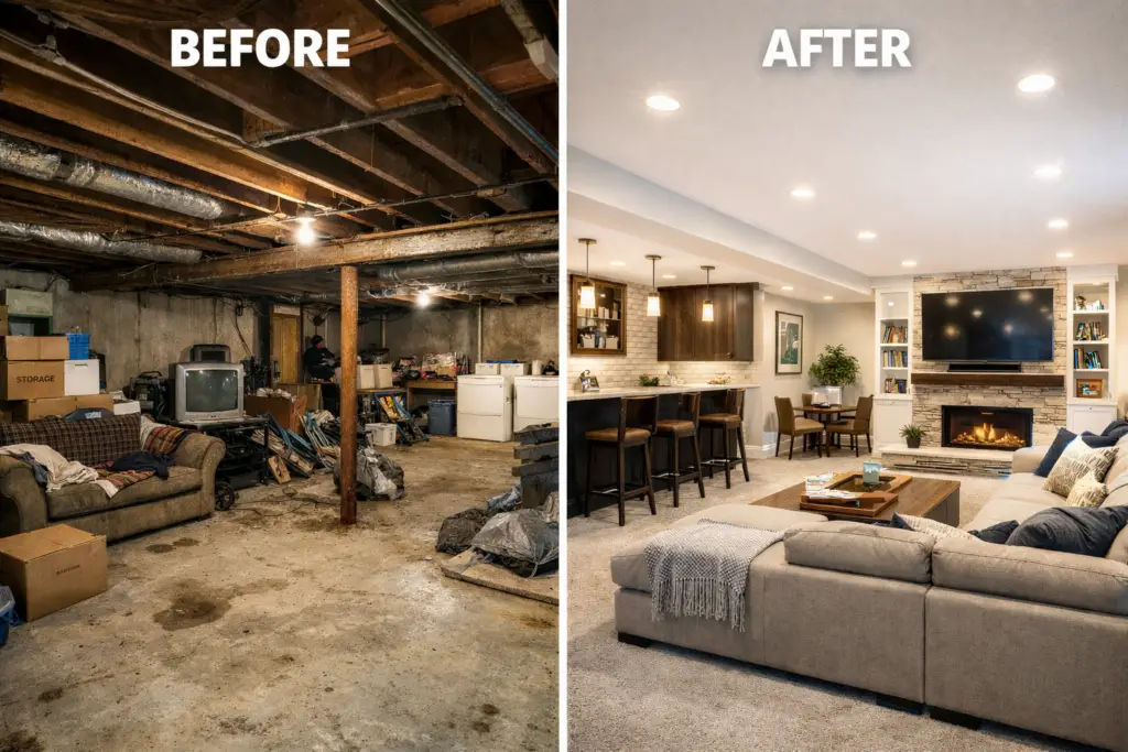 Basement transformation_ before and after