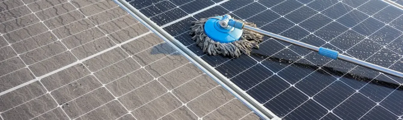 Solar panels being washed by Sparkles window cleaning